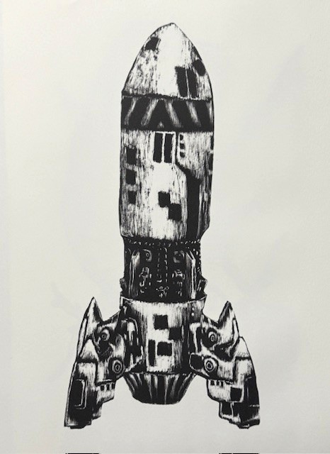 RocketShip - Lithography Print exploring space and flight themes