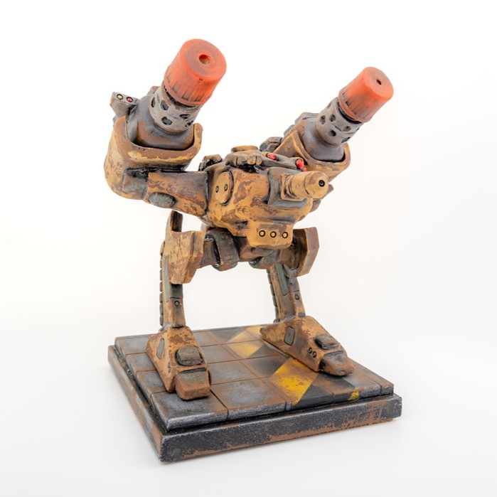 Dinner Time Action Force (desert tan salt and pepper mech) - A functional ceramic sculpture