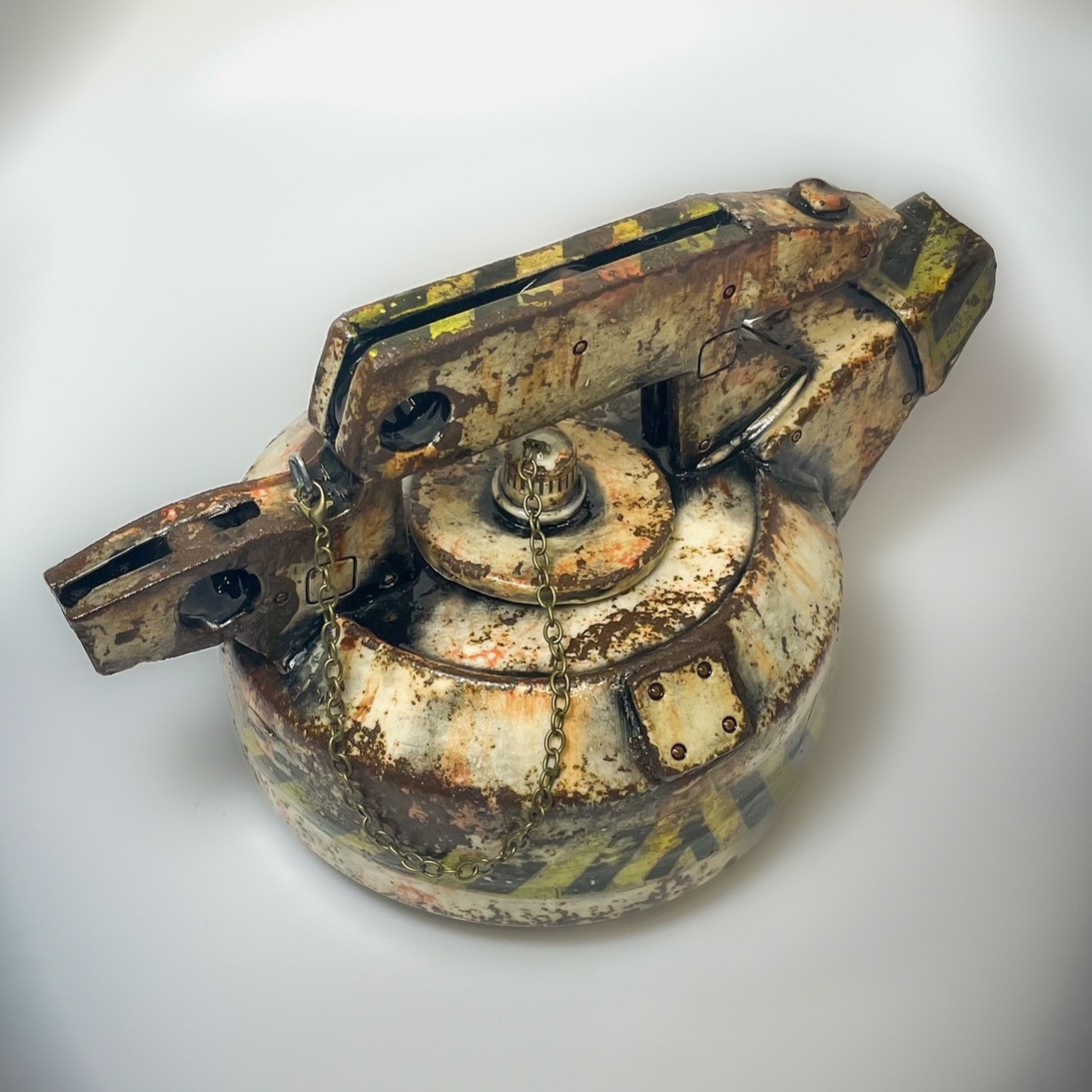 Close-up detail of Industrial Sci-Fi Teapot